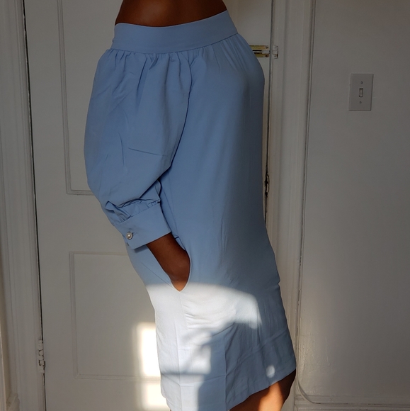 Powder Blue Off the Shoulder Dress - Picture 2 of 2